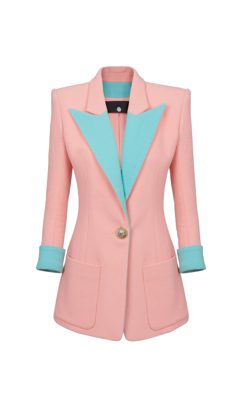 1-button double crepe two-tone jacket