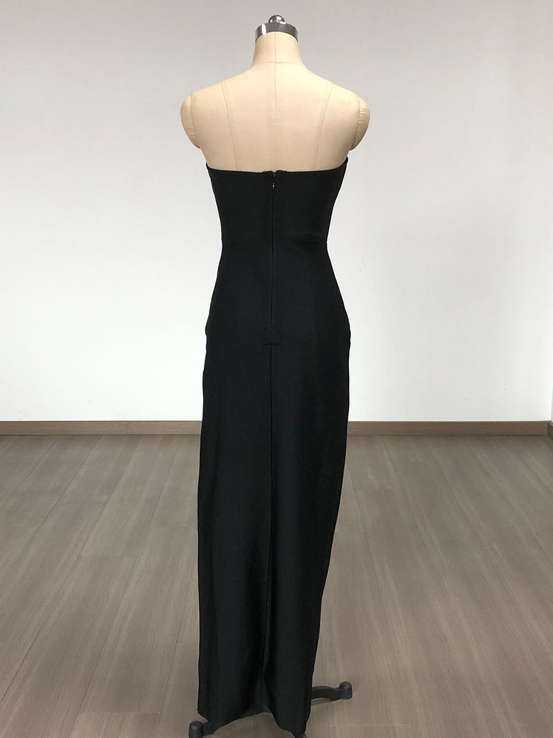 Amber-embellished Bandage Gown in Black