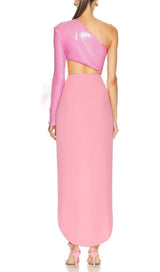 PINK FRESH SEQUINED MIDI DRESS