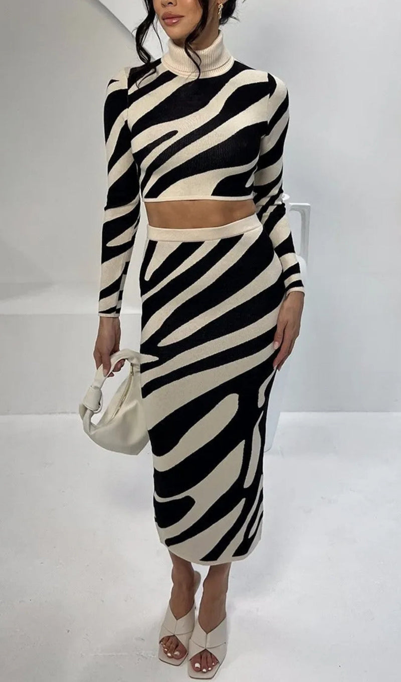 LENA ZEBRA PRINT KNIT SET