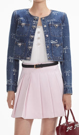 BOW PRINT DENIM JACKET