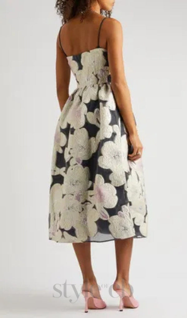 ANNY FLORAL-JACQUARD MIDI DRESS