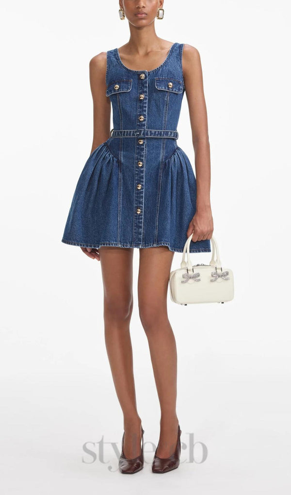 Flared Denim Mini Dress