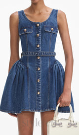 Flared Denim Mini Dress