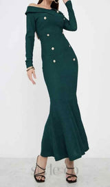 MERMAID LONG SLEEVE MAXI DRESS IN GREEN