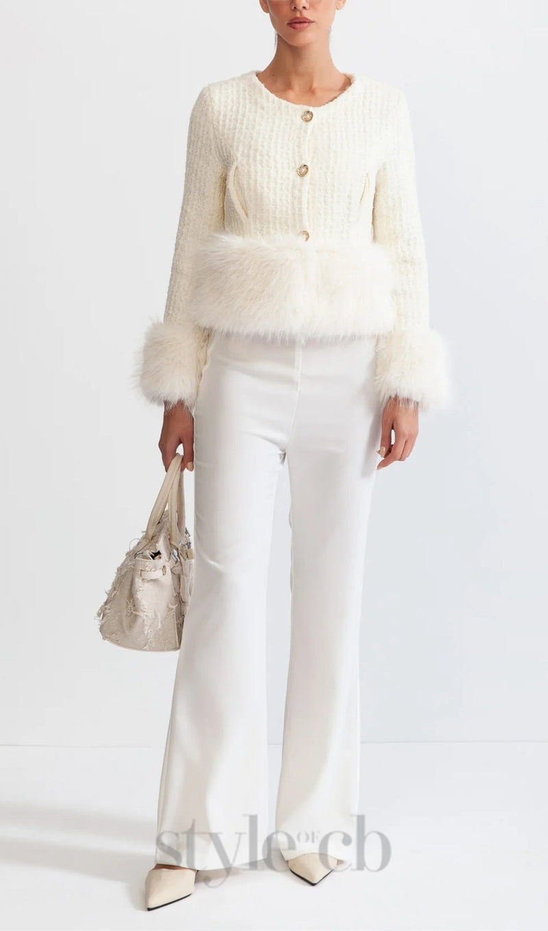 FAUX FUR COAT WITH WOOL BLEND