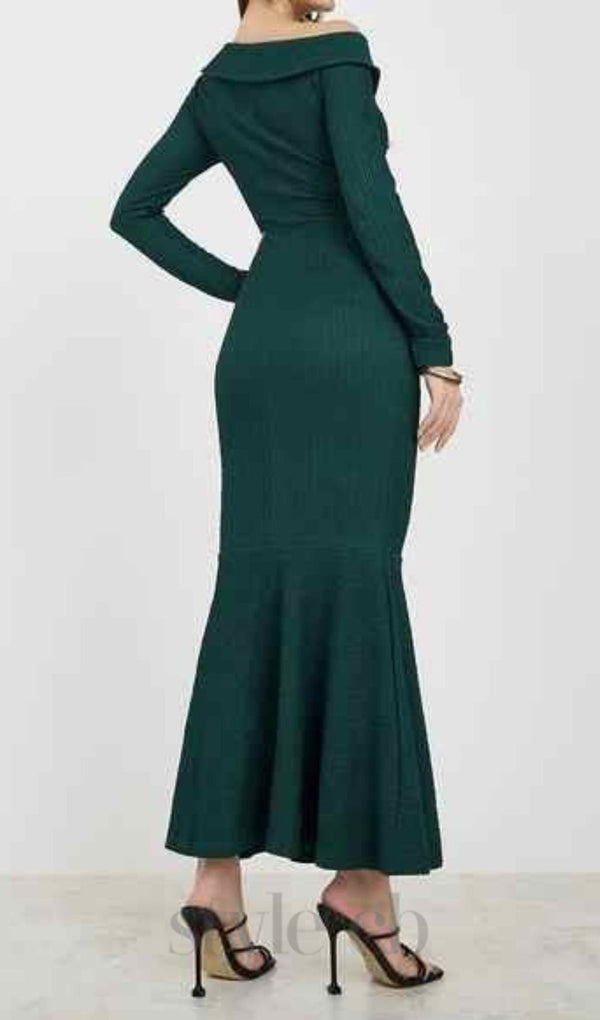 MERMAID LONG SLEEVE MAXI DRESS IN GREEN