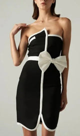 ELSIE CONTRAST STRAPLESS BANDAGE MINI DRESS