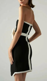 ELSIE CONTRAST STRAPLESS BANDAGE MINI DRESS