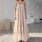 annabelle Jacquard strap maxi dress in apricot