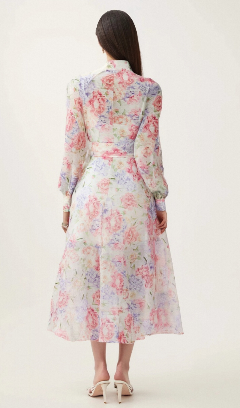 Éliane floral-print flared midi dress