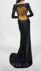 CUT OUT BACKLESS GOWN IN BLACK