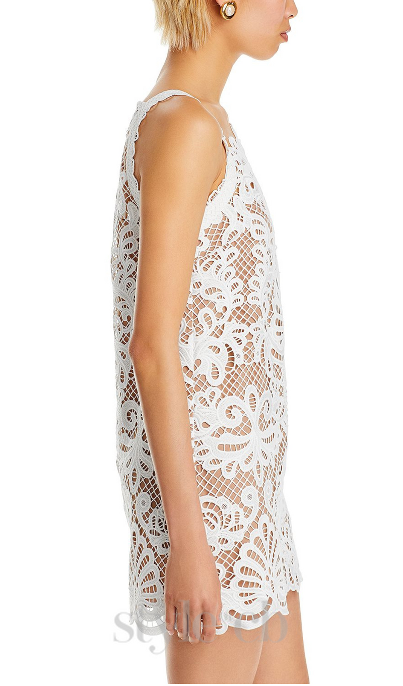 ODELETTE WHITE GUIPURE LACE MINI DRESS