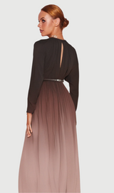 ELLEN GRADIENT COLOR RUNCHED MAXI DRES