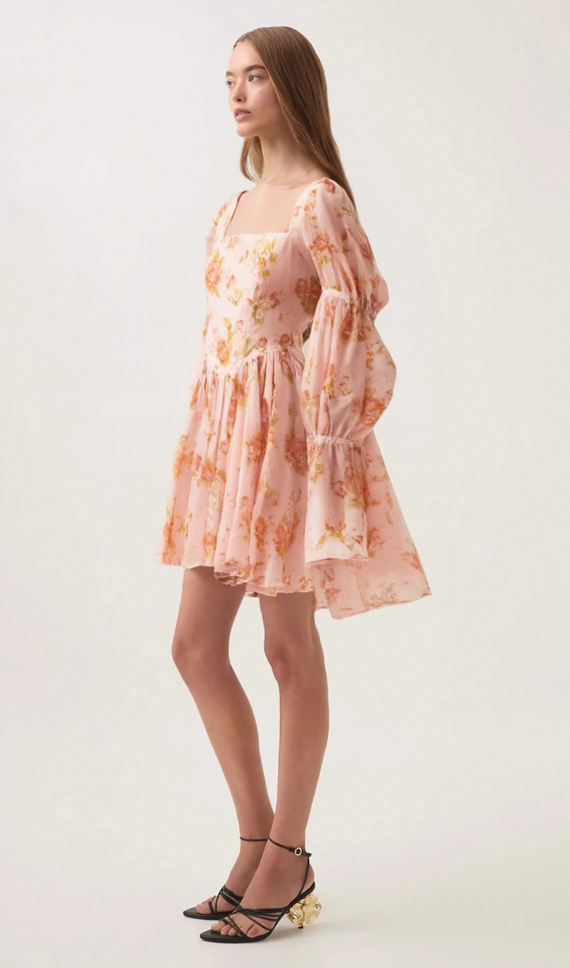 Jeanne pink floral-print pleated mini dress