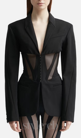 v-neck Corset Jacket in black