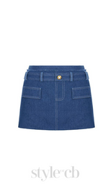 Cathy Tweed Mini Skirt in blue