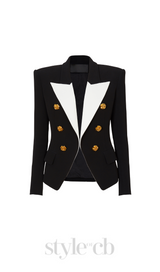 GISELLE SLIM-FIT JACKET WITH ROSES BUTTONS IN BLACK