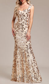 ARZILLA SEQUIN GOWN IN GOLD