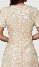 sequin embellished mini dress in gold