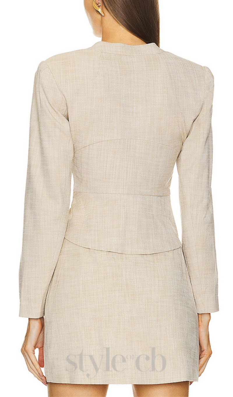 ALTHEA BEIGE CUT OUT BLAZER WITH METAL BUTTON