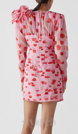 PETAL PRINT CUTOUT MINI DRESS IN PINK