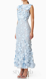 Selene Cocktail Midi Dress in Blue