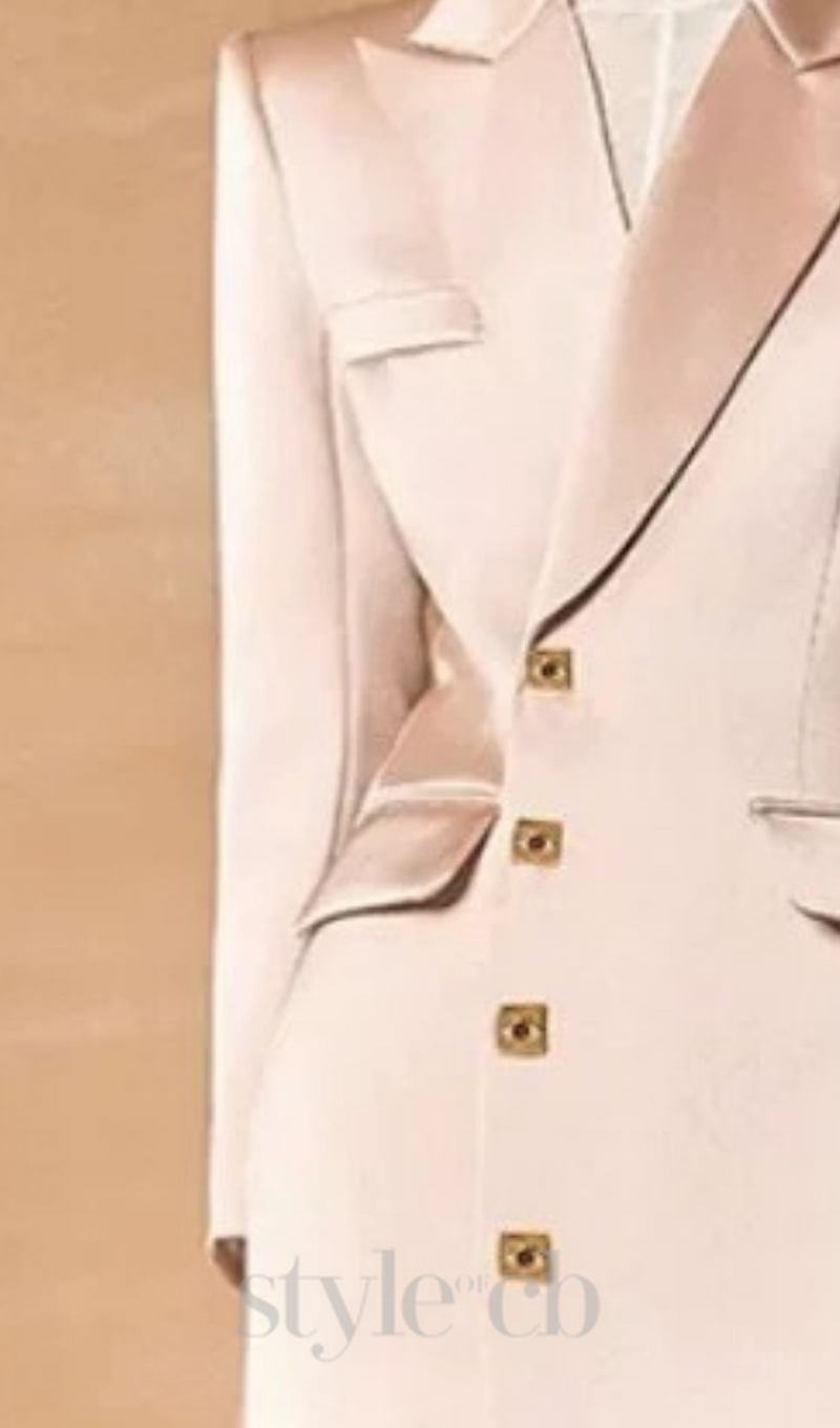 BREENDA ASYMMETRIC CLOSURE BLAZER IN PALE PINK