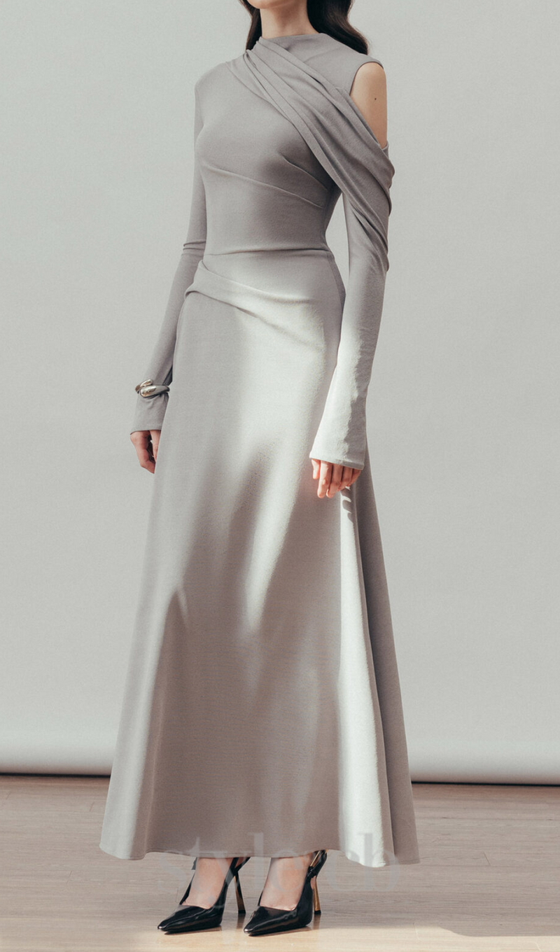 Eclipse Draped maxi Dress in Cloudy Gray