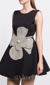 GUSTAVE BLACK MINI DRESS WITH APPLIQUÉ