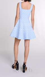 SUSIE BLUE JACQUARD KNIT MINI DRESS