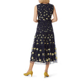 Bethany floral print midi Dress in black