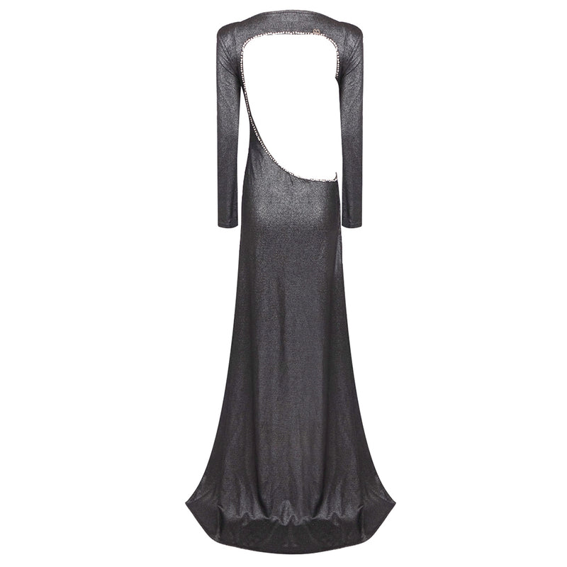 CUT OUT BACKLESS GOWN IN BLACK