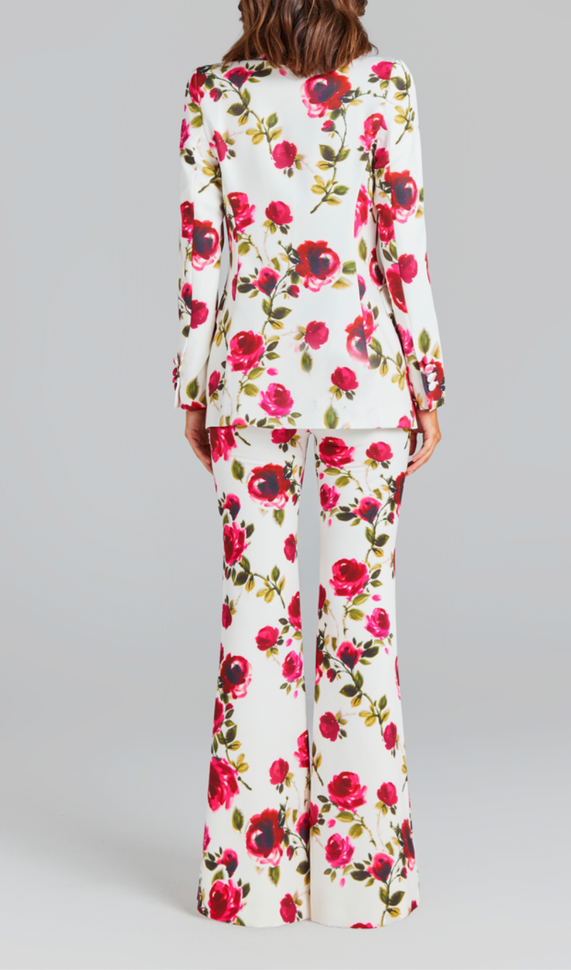 PRINTED LONG-SLEEVED SHIRT SUSPENDER TROUSERS SUIT