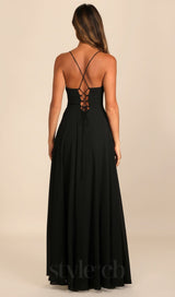 Black Cowl Lace-Up Maxi Dress