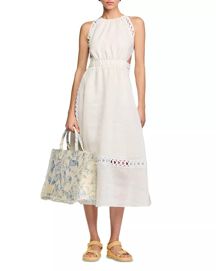 Coralie Heart Lace Midi Dress in white