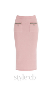 knitted midi skirt in Pink