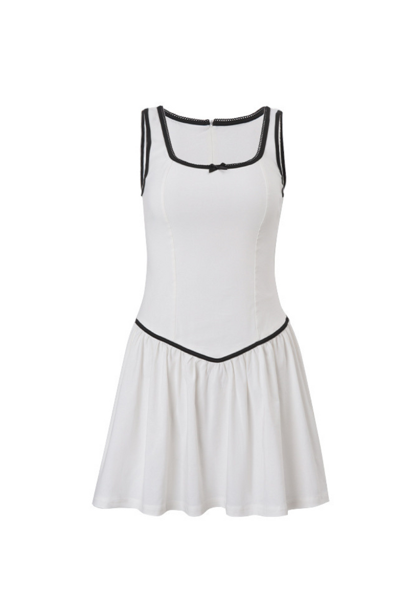 irene Sleeveless Ruch Mini Dress in white
