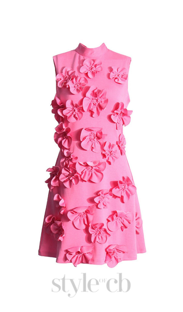 CANDICE FLORAL APPLIQUÉ MINI DRESS IN PINK