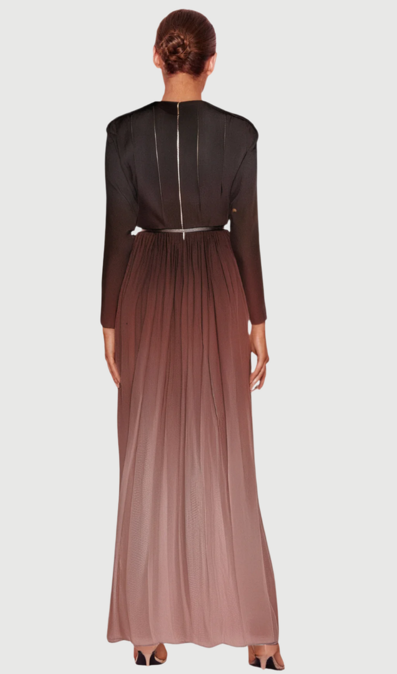 ELLEN GRADIENT COLOR RUNCHED MAXI DRES