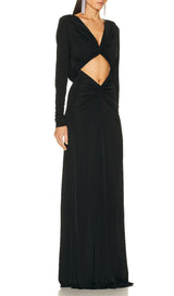 JERSEY CUT OUT MAXI DRESS IN BLACK