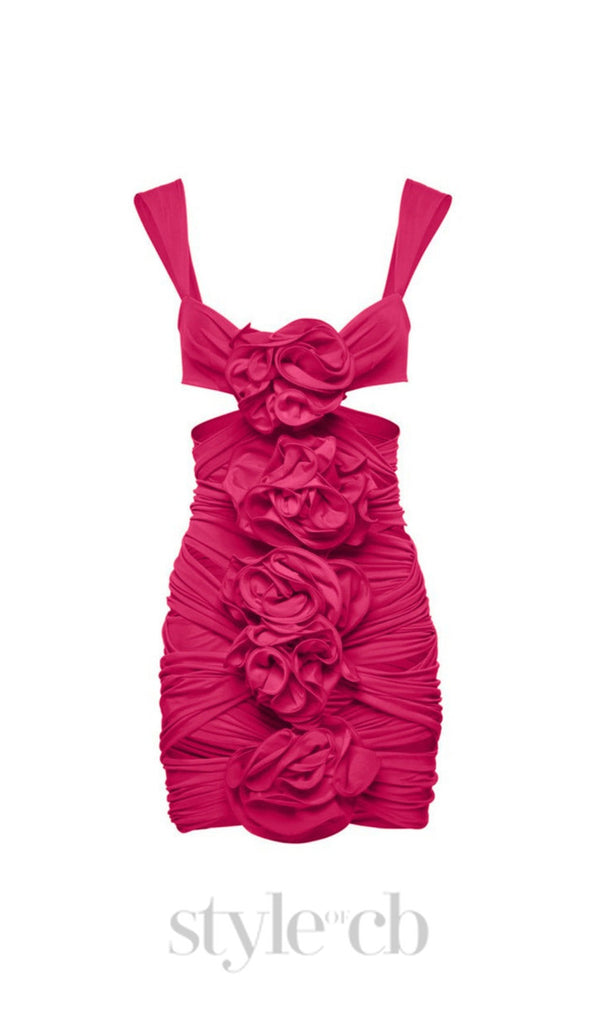 PINK 3D FLOWER ONE PIECE SWIMSUIT AND SKIRT
