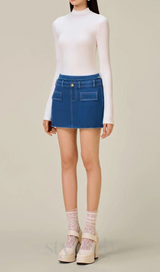 Cathy Tweed Mini Skirt in blue