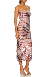 STRAP MIDI DRESS IN SEQUINS