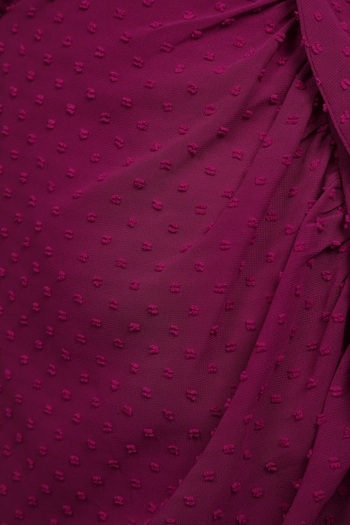 Dot Ruffled Midi Dress in Magenta