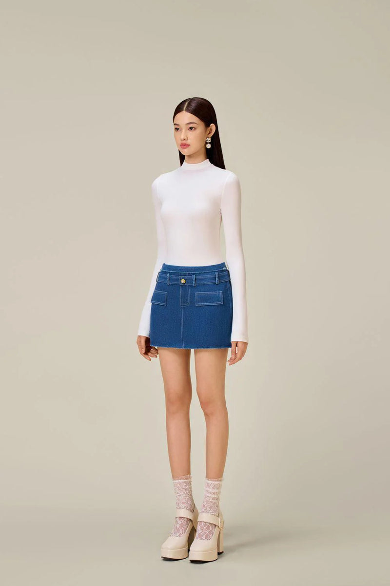 Cathy Tweed Mini Skirt in blue