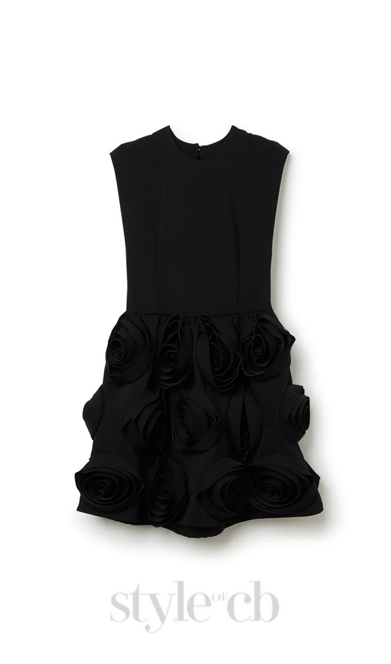 xaviera rose applique mini dress in black