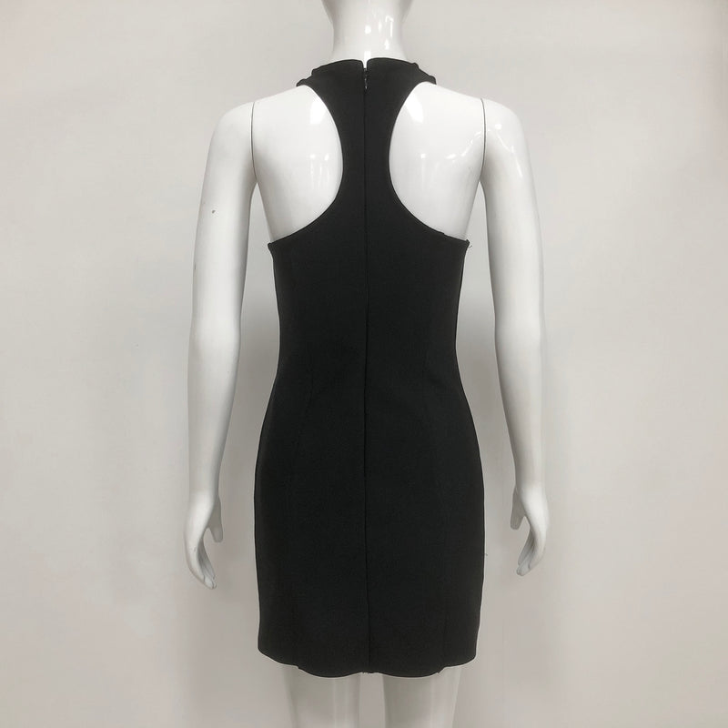 Sleeveless collarless bandage mini dress in black