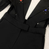 DIAMOND BLAZER JUMPSUIT IN BLACK