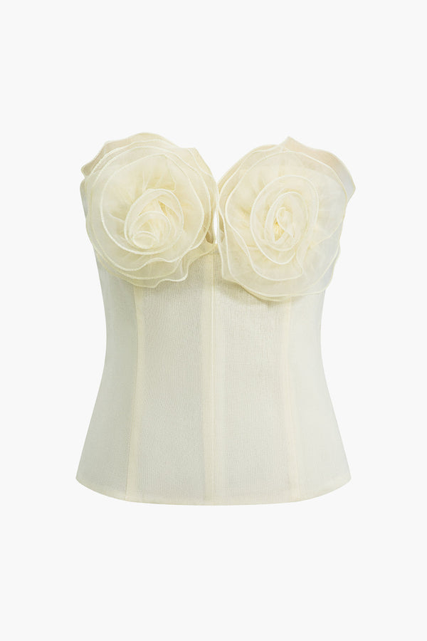 3D Floral Strapless Tube Top